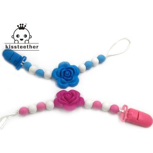 Baby Silicone Teether Bead Flower Shaped Silicone Baby Pacifier Clip Toodler BPA FreeFood Grade Silicone Bead DIY Baby Teether