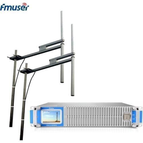 FMUSER 1500Watt 1.5KW FM Radio Transmitter Set FSN-1500T 1.5KW Touch Screen FM Transmitter with 2*FU-DV2 Antenna + 30m 1/2" Cabl