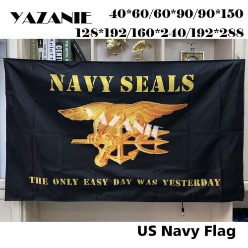 YAZANIE United States US Navy Seals Military Flag The Only Easy Day was Yesterday American Polyester Brass Grommets Banners