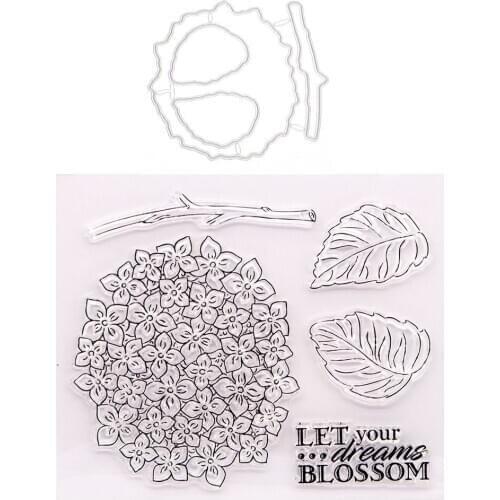 Featured Hydrangea flower Stamps and Cutting Dies Metal Cutting Dies and stamps DIY Scrapbooking Card Stencil Paper Craft Hand