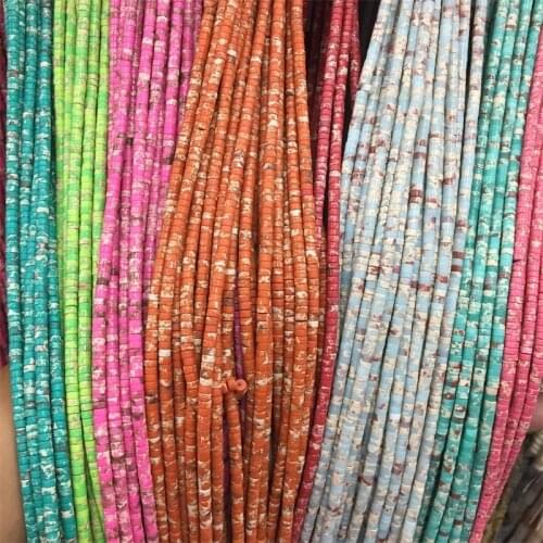 Heishi Natural Stone Green Blue Sea Sediment Turquoises Imperial Jaspers 2*4MM Diy Fashion Bracelet Wheel Beads Jewelry Making