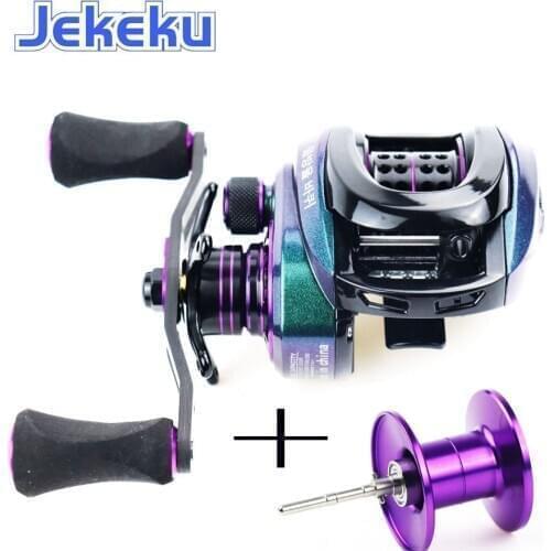 JEKEKU High Carbon Handle Baitcasting Fishing Reel Magnetic Brake 9+1 BB 7.3:1 Double Aluminum Spool for Saltwater Chameleon
