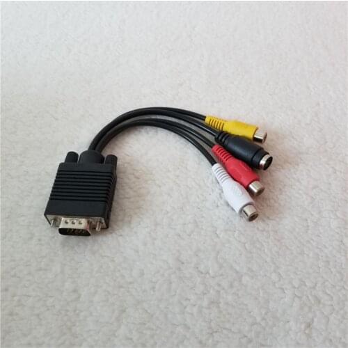 Computer to TV Converter Cable VGA to AV S-Type Terminal Adapter Wire 1 to 4 Spltter Cord