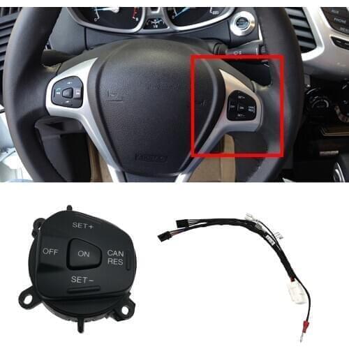 Car Cruise Control Switch Cable Kit Blue LED Light Steering Wheel Speed Control Button For Ford Fiesta MK7 MK8 ST Ecosport 2013