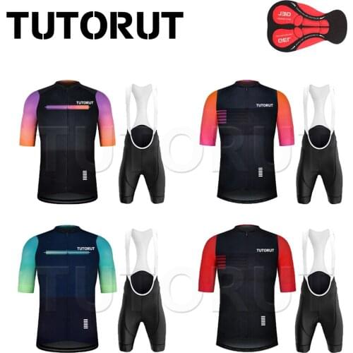 TUTORUT Cycling Sets Summer Bib Shorts Quick Dry Cycling Jersey Men Short Sleeve Road Racing Bicycle Clothing Maillot Ciclismo