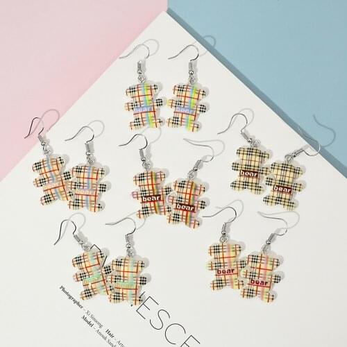 Korean Fashion Cute Cartoon Rainbow Bear Animals Woman Earring Handmade Creative Hoop Earrings For Women Jewelry Accessories