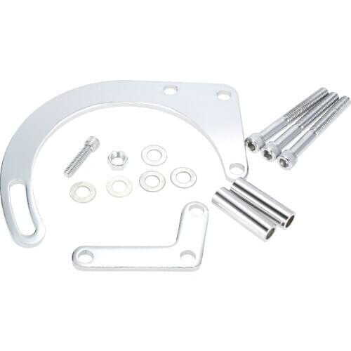 SBC Chrome Low Mount Alternator Bracket SWP SB for Chevy 350 Short Water Pump
