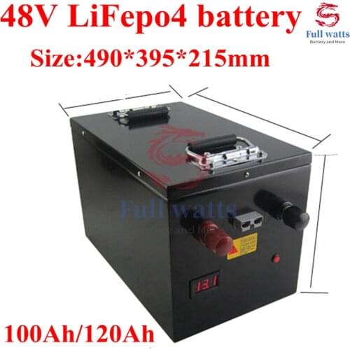LiFePo4 48V 120Ah 100Ah lithium solar battery pack with BMS for 12000W motorhome inverter solar panels golf cart+10A charger