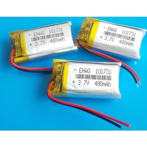 3 pcs 101731 3.7V 480mAh lipo polymer lithium rechargeable battery for MP3 GPS DVD bluetooth recorder headset e-book camera