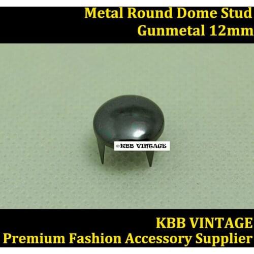 Punk DIY Metal Round Dome Stud 12mm Gunmetal with 4 Prongs for Leather Craft/Bag/Shoe/Clothing/Cap/Jacket