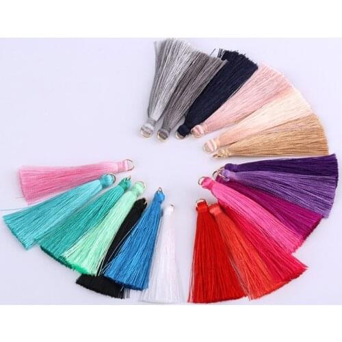 30 Pieces 7CM Metal Ring Polyester Cotton Fabric Tassel DIY Pendant Jewelry Making Fringe Trim Craft Tassel Sewing Accessorie