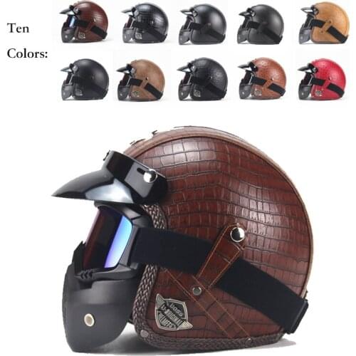 Retro Individual Motorcycle Open Face Helmet With Goggles Mask Capacete Four Seasons Unisex For Moto Harley Riding Scooter Biker