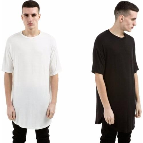 Arc Hem Mens Streetwear Fashion Unisex Black White Cotton Dovetail T Shirt Hip Hop Tee Shirt