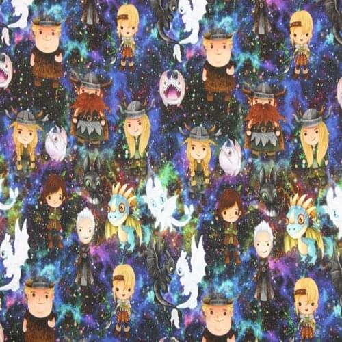 Cartoon Dragons Print 100% Cotton Fabric for Boy Clothes Bedding Set Hometextile Cushion Cover Backpack DIY