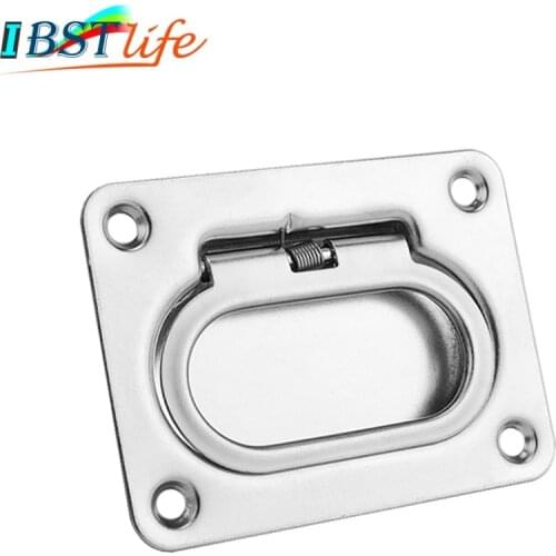 Satinless steel 304 ANTI-RATTLE spring Flush Lift Ring Deck Hatch Pull Handle Locker Cabinet boat hardware