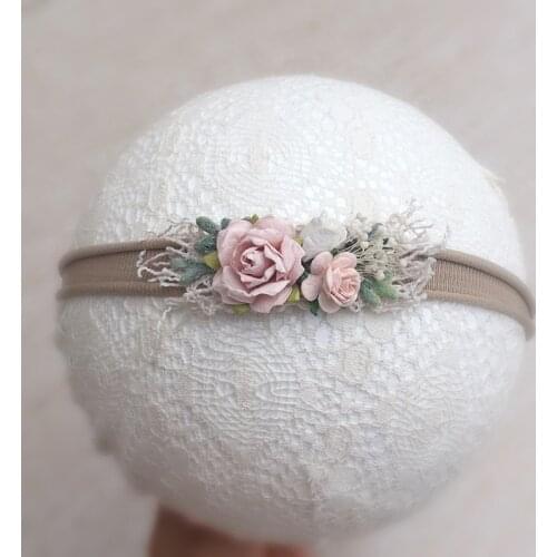Blush Pink Flower Floral Nylon Skinny Headband