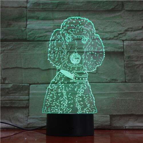 Dog Poodle Night Light LED 3D Illusion 7 Color Changing Room Decorative Lamp Child Kid Baby Kit Desk Lamp Bedside Dog 1681