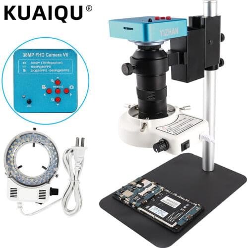 Newest Small Base Monocular Microscope 130X C Lens HDMI VGA 1080P 38MP Industrial Microscope Camera Set For Repair PCB Phone