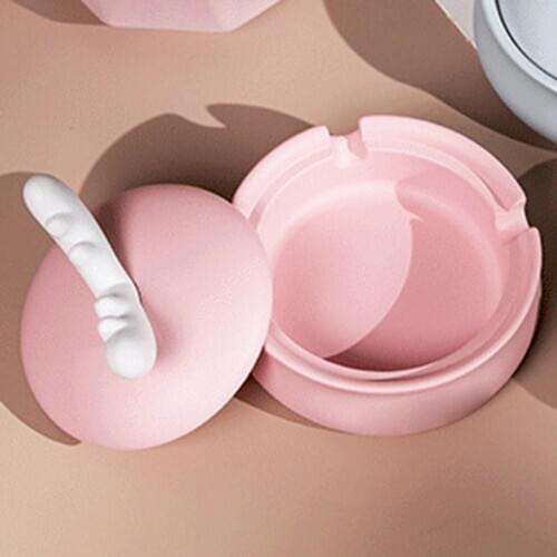 Ashtray Antler Design Round Resin Ashtray Holder Ash Storage Box with Lid Household Merchandises