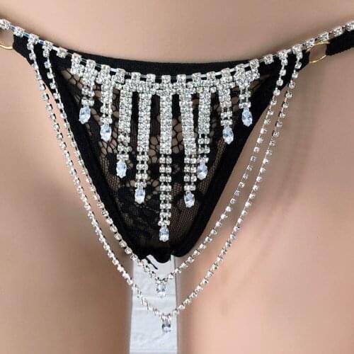 Beach waist jewelry chain bayas womens underwear shiny womens sexy Rhinestone underwear T-String hot beach accessories