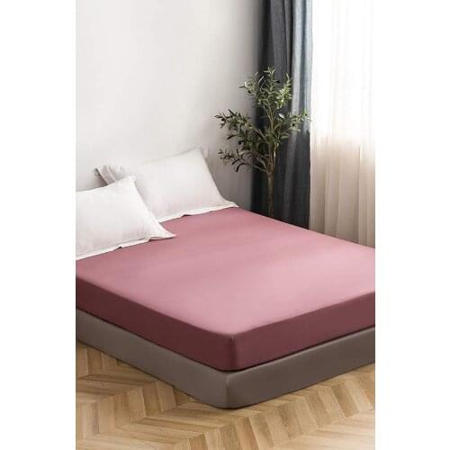 Pure %100 Cotton Combing Luxury Solid Rose Color Fitted Sheet Elastic Bed Linens Mattress Cover 160x200 Comfortable Modern 2020