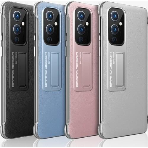 Shockproof Case for Oneplus 9 Pro 9pro case 360 Full Protection Metal bracket + Leather Back Cover One Plus 9R oneplus9 1+9 Case