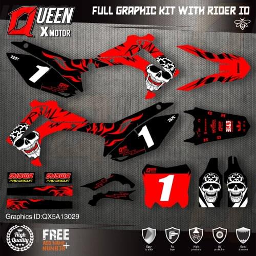 QUEEN X MOTOR Custom Team Graphics Backgrounds Decals Stickers Kit For HONDA 2014-2017 CRF250R 2013-2016 CRF450R 029