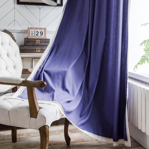 Modern Purple Curtain With Tassel Cotton Semi Blackout Finished Curtains For Living Room Blinds French Windows Door Curtain