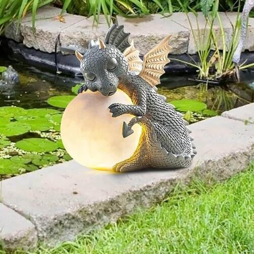 Garden Dragon Meditation Statue in The Yard Fantasy Resin Collecting Crafts 18x15x8cm Outdoor Decoration