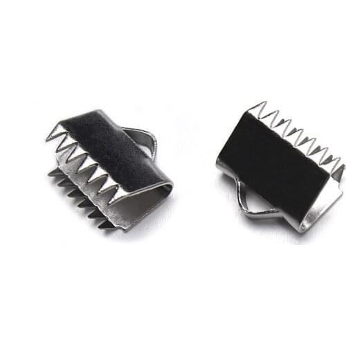 Stainless Steel Textured End Caps Clasp Silver Tone Cord Crimp End Caps Connectors Fit Flat Leather Cord Jewelry Making