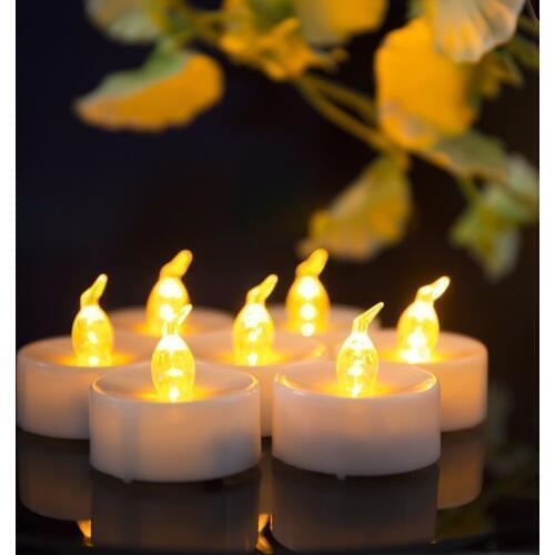 Pack of 12 Timer or Not Timer Yellow kaarsen, Flickering Battery velas led With Timer,Electronic Battery Tealights Wedding Dec