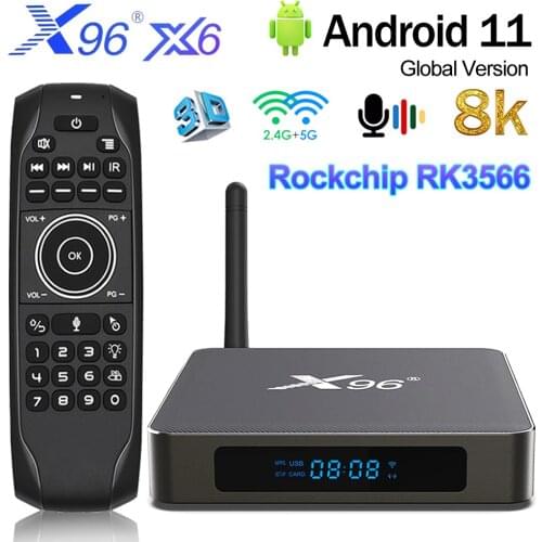 X96 X6 RK3566 Android 11.0 Smart TV BOX 2.4G&5G 2T2R Dual Wifi 4K HD Media Player With Voice Remote Control BT 4.0 8K USB 3.0