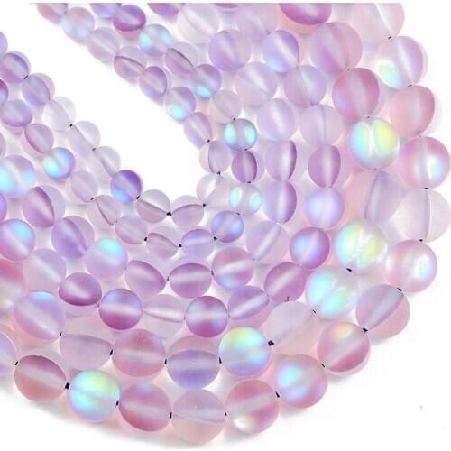 YHBZRET Natural Shimmer Stone Matte light purple Labradorite 6/8/10MM Round Spacers Loose beads for Jewelry making Braccelet DIY