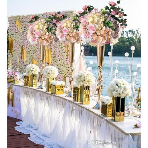 Gold Silver Tall big Flower Vase Wedding Table Centerpieces Decor Party Road Lead Flower Holder Metal Flower Rack For DIY Event