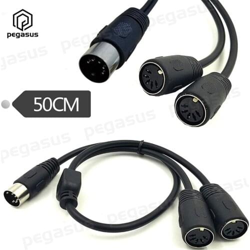 0.5 Meters MIDI 5 Pin Male to Dual DIN-5 Female Extension Audio Splitter Y Adapter Cable