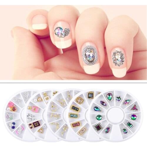 1 Box Crystal Gems Mix Sizes Mix Shape Multi-Colored Glitter 3D Diamond Facet Flat Back Rhinestones Acrylic Nail Art Decoration