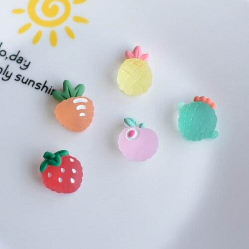 10Pcs Cute Transparent Pineapple Strawberry Apple Carrot Cactus Flatback Resin Cabochon Scrapbooking for Phone Decor