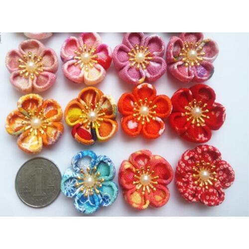 20pcs/lot Pets Dogs Grooming Pet dog hair accessories handmade Japanese wind flower headdress clip top clip pumpkin flower