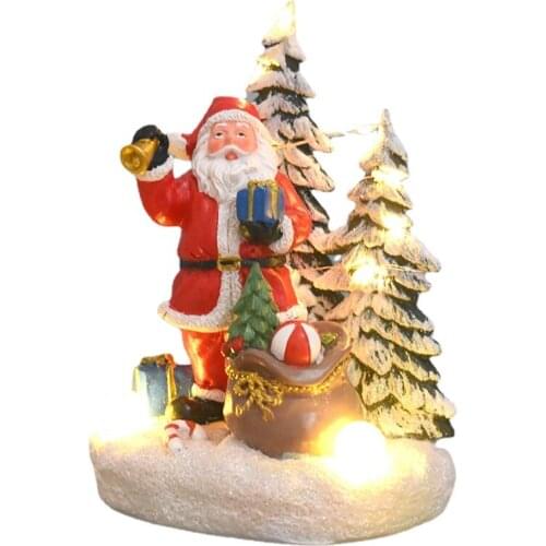 2021 New Arrivals Christmas Luminous Music Ornaments Santa Claus Christmas Tree Snowman Reindeer Resin Crafts Home Decor Navidad