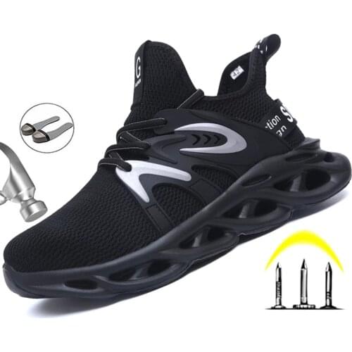 2021 New Breathable Mesh Safety Shoes Men Light Sneaker Indestructible Steel Toe Soft Anti-piercing Work Boots