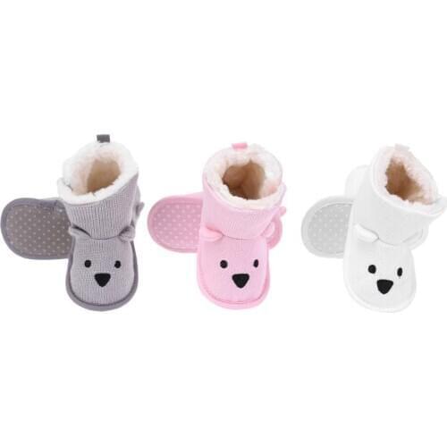 JOCESTYLE Winter Warm Baby Toddler Knitted Newborn Cute Cartoon Bear Girl Boy Snow Boots Shoes Dropshipping
