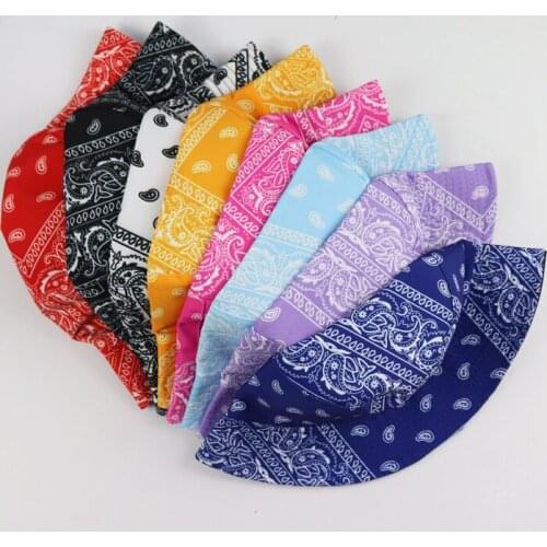 Two Side Wear Man Woman Bandana Bucket Hat European Style Fisherman Hat Cool Cycling Hunting Hat Foldable Sunhat Artist Dancing