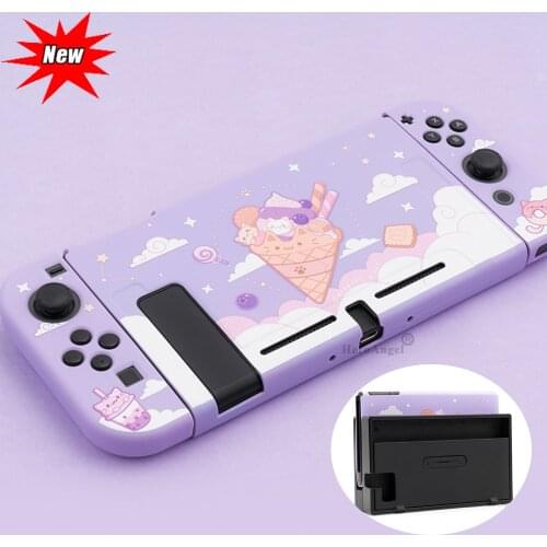 Purple Cute Cartoon TPU Soft Protective Case Shell For Nintendo Switch Game Console Waterproof Cover for NS Switch Dockable