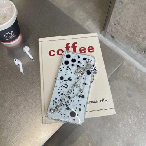 Ing Fashion Splash Ink Butterfly Chain Phone Case For iphone 12 Mini 11 Pro Max 7 8 Plus X XR XS SE 2020 Clear Cover Bracelet