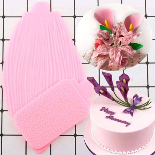 Calla Lily Tulip Leaf Vein Silicone Mold Flower Petals Cake Border Fondant Cake Decorating Tools Candy Chocolate Gumpaste Moulds