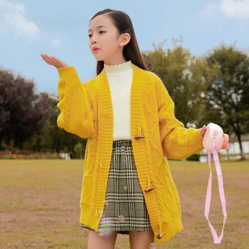 Girls sweater coat autumn children cardigan tops fashion girls coat childrens clothing girls cardigan 10 12 13 years old