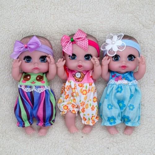 Doll Mini Babies Kawaii Childrens Toys Girl 14-16cm Smile Crying Pretty Face Delicate Charming Full Vinyl Body Xmas Gift