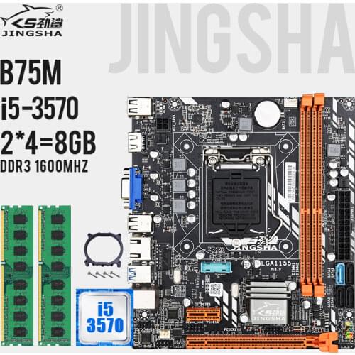 Jingsha B75 motherboard set with Intel Core LGA 1155 I5 3570 2pcs x 4GB=8GB 1600MHz DDR3 Desktop Memory USB3.0 SATA3.0