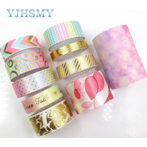 YJHSMY 182031,22 mm 10yard Bronzing Printed grosgrain ribbon,DIY handmade,Wedding decoration materials,Valentines Day essential
