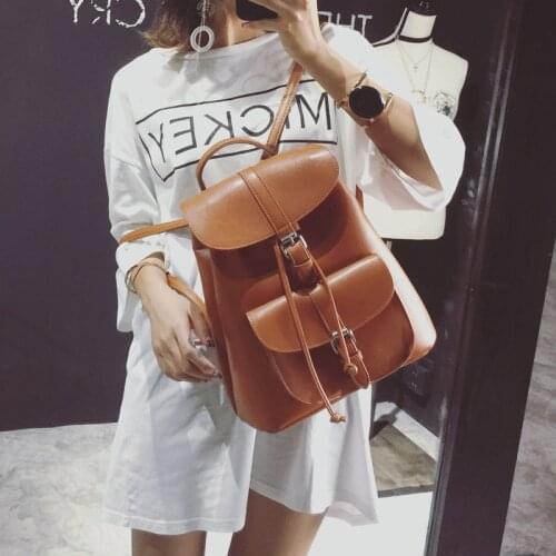 Women Drawstring Leather Backpack Soft French Shoulder Bag Trendy Female School Bag Teenage Girls High Quality Fashion Rucksack